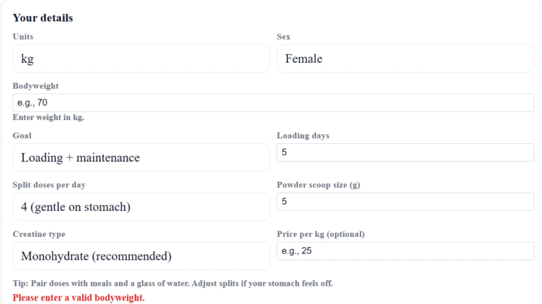 Creatine Calculator for Men and Women: Find Your Perfect Dose in Seconds