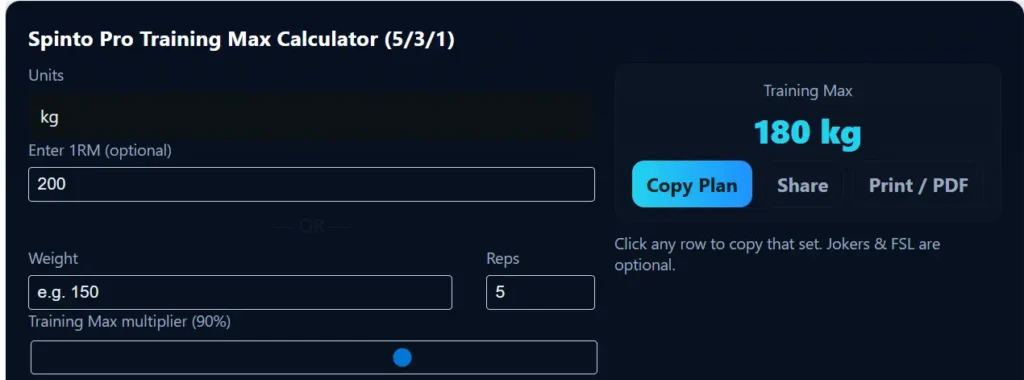 Spinto 5/3/1 Pro Training Max Calculator: Your Guide to Strength Gains